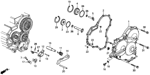 1997 Acura CL AT Left Side Cover Diagram