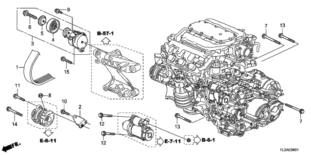 2013 Acura TSX Alternator Bracket - Tensioner (V6) Diagram