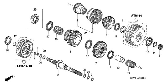 2004 Acura MDX Gear, Secondary Shaft Idle Diagram for 23495-RDK-000