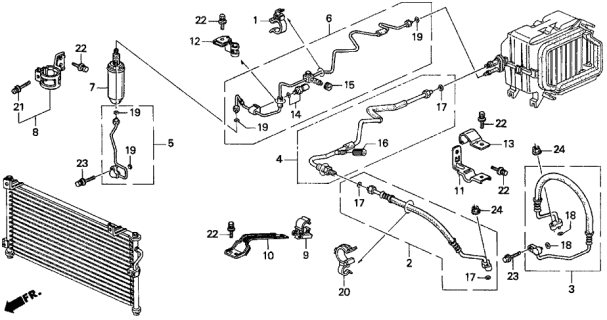 1997 Acura CL A/C Hoses - Pipes Diagram