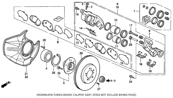 1994 Acura Legend 4 Door GS KA 6MT Front Brake Diagram