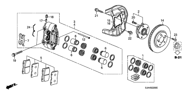 2012 Acura RL Pad Pin Diagram for 45248-SJA-003