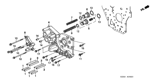 2001 Acura RL 4 Door RL (NAVIGATION) KA 4AT AT Accumulator Body Diagram
