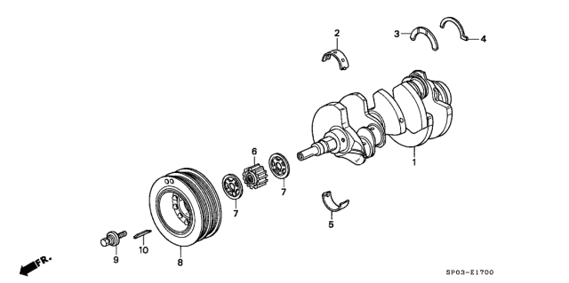 1993 Acura Legend 4 Door STD KA 5MT Crankshaft - Pulley Diagram