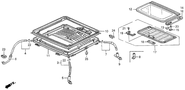 1993 Acura Vigor Roof Glass Assembly (Sunroof) Diagram for 70200-SL4-010