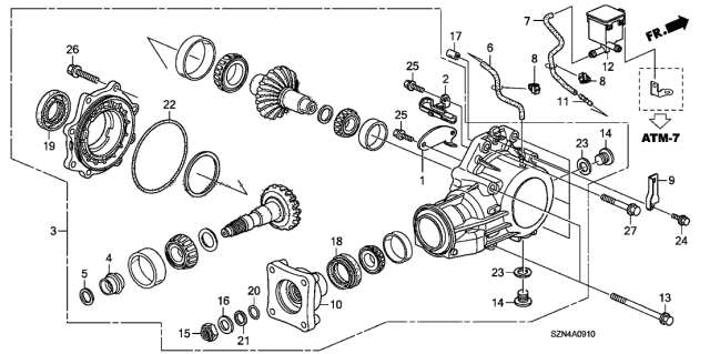 2010 Acura ZDX 5 Door TECH KA 6AT AT Transfer Diagram