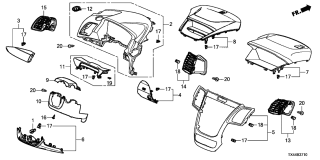 2014 Acura RDX Garnish Assembly, Driver Center (Sandstorm) Diagram for 77240-TX4-A01ZA