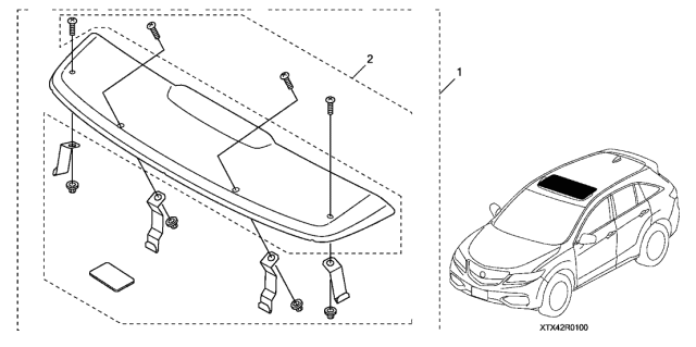 2018 Acura RDX 5 Door TECH (2WD) KA 6AT Moonroof Visor Diagram