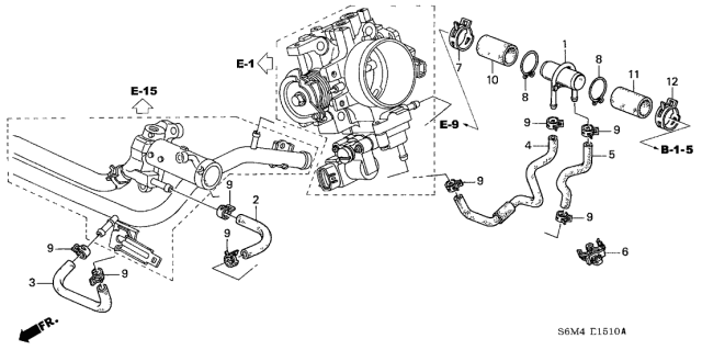 2003 Acura RSX 3 Door BASE KA 5MT Water Hose Diagram