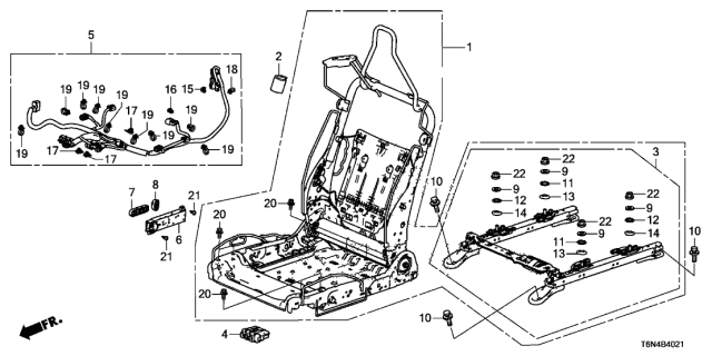 2018 Acura NSX Seat Components (4Way Power Seat) Diagram 2