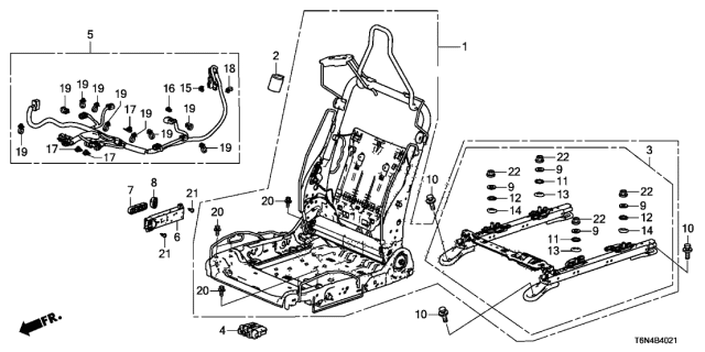 2018 Acura NSX 2 Door FIF KA DCT Seat Components (4Way Power Seat) Diagram 2