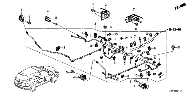 2018 Acura RDX Wire Harness, SRS Center Diagram for 77962-TX4-A01