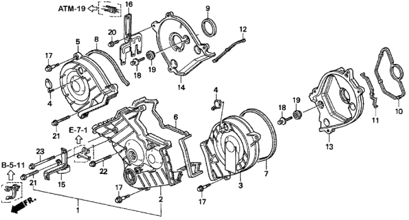 1996 Acura TL 4 Door BAS3.2 KA 4AT Timing Belt Cover (V6) Diagram