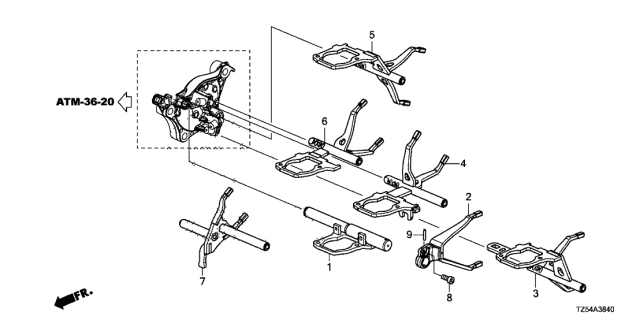 2020 Acura MDX Rail, Shift (Low) Diagram for 24200-5WV-A00