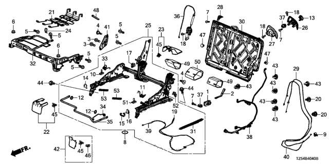 2014 Acura MDX Middle Seat Components (L.) (Bench Seat) Diagram