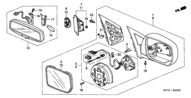 2001 Acura MDX Mirror Actuator Sub-Assembly, Right (Heated) Diagram for 76210-S3V-A11