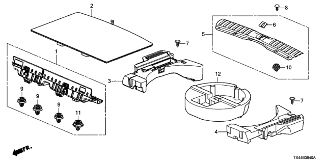 2015 Acura RDX 5 Door TECH (2WD) KA 6AT Cargo Floor Lid Diagram
