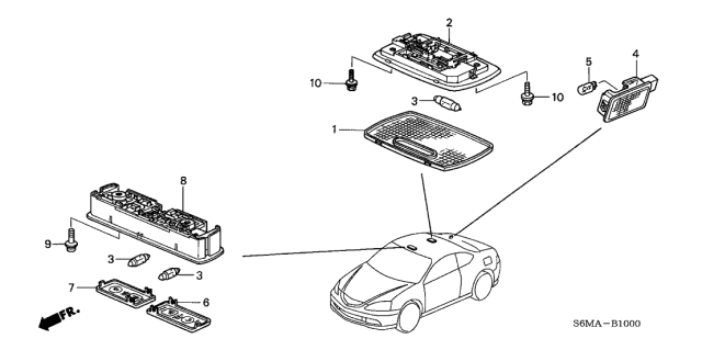 2006 Acura RSX 3 Door BASE KA 5MT Interior Light Diagram