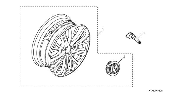 2021 Acura ILX 4 Door 24BASE KA DCT Alloy Wheel Diagram