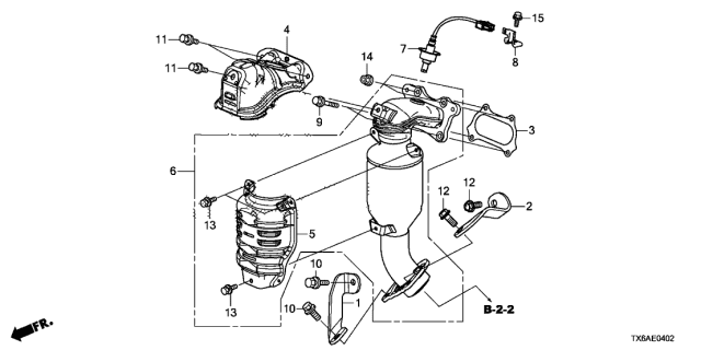 2021 Acura ILX Primary Catalytic Converter Diagram for 18180-R4H-A10