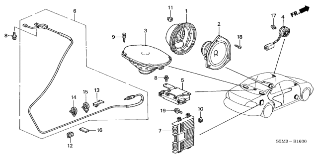 2002 Acura CL Radio Antenna - Speaker Diagram