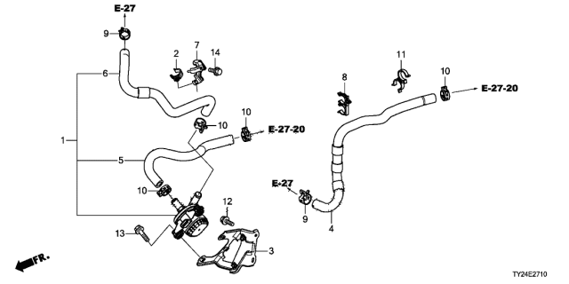 2016 Acura RLX Clip, Water Hose (24MM) Diagram for 91405-R9S-A01