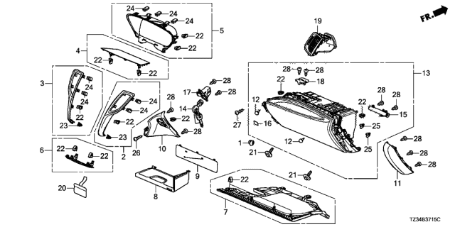 2020 Acura TLX Glove Box Assembly (Type Z) Diagram for 77510-TZ3-A72ZA