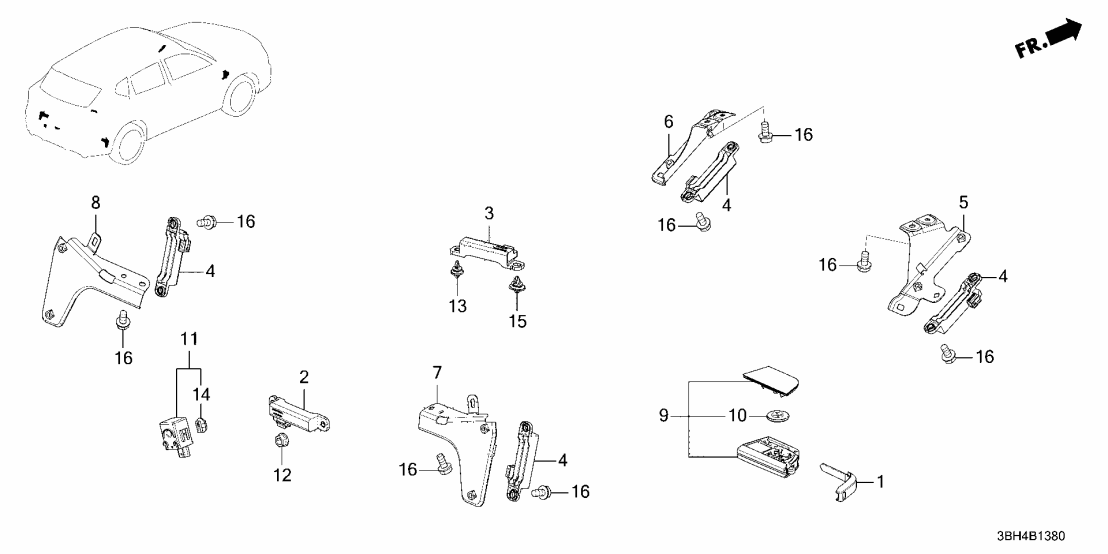 38388-3BH-A30 Acura BRACKET, L. RR.