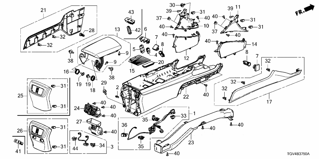 Acura 83405-TGV-A26ZF ARMREST AS*R188L* 83405-TGV-A26ZF Acura ARMREST AS*R188L*