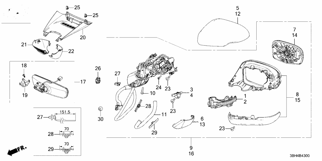 76208-3BH-A01ZF Acura MIRROR SET *B593M*