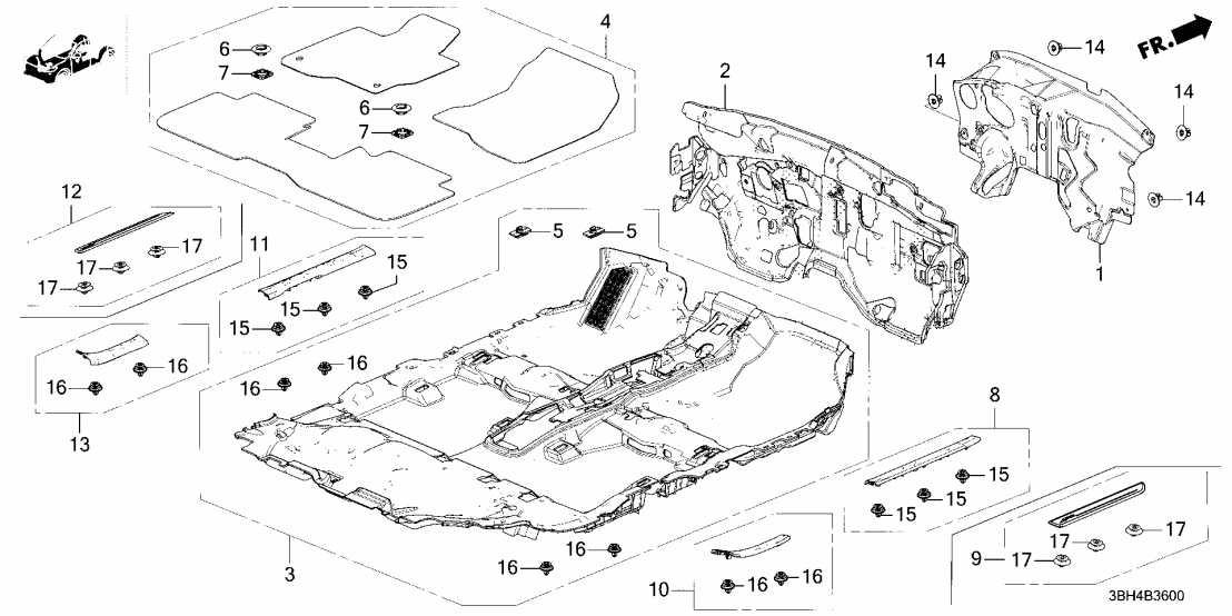 74260-3BH-A00 Acura INSULATOR, DASHBOARD