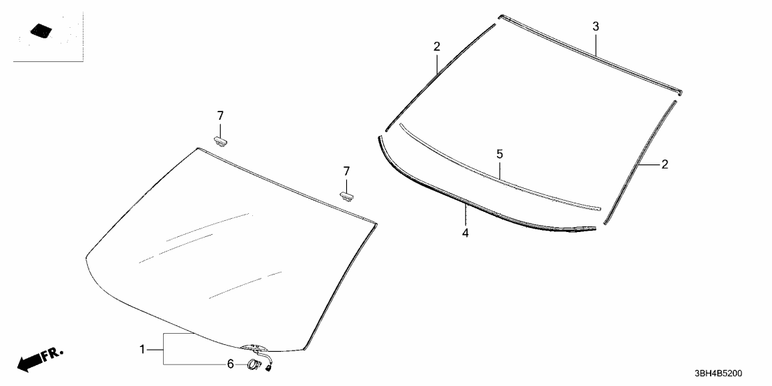 73111-3BH-305 Acura GLASS SET, FR.