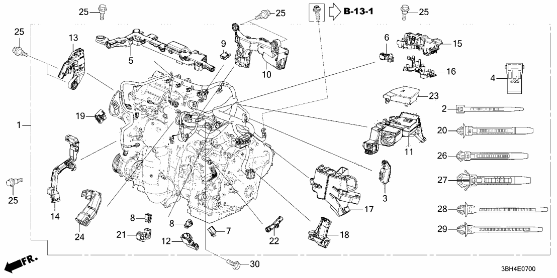 32132-64A-A00 Acura Holder, Engine Harness