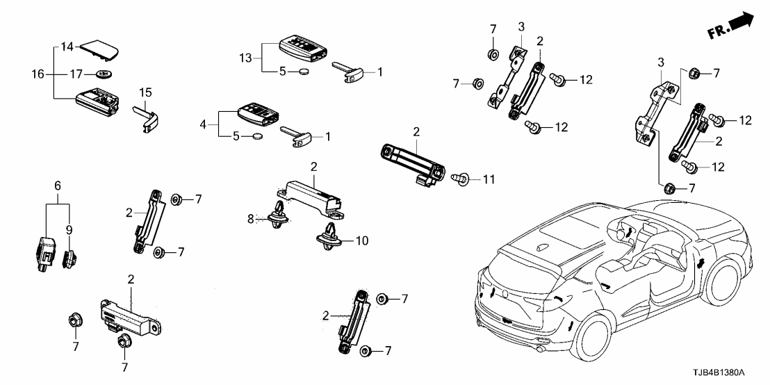 72147-TJB-A81 Acura Fob Assembly (Driver 2)