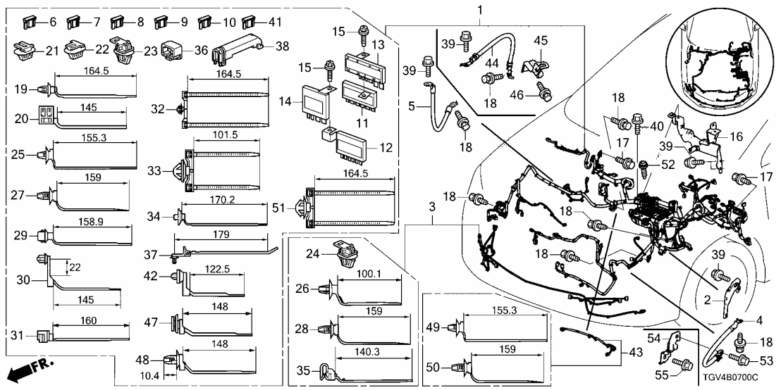Acura 32200-TGV-AB0 HARN, ENGINE ROOM 32200-TGV-AB0 Acura HARN, ENGINE ROOM