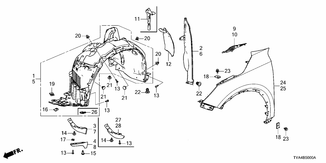 74151-TYA-A70 Acura FENDER ASSY., L. FR.