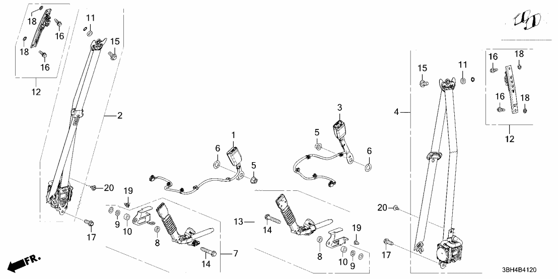 04814-3BH-A00ZA Acura OUTER SET R *NH900L*