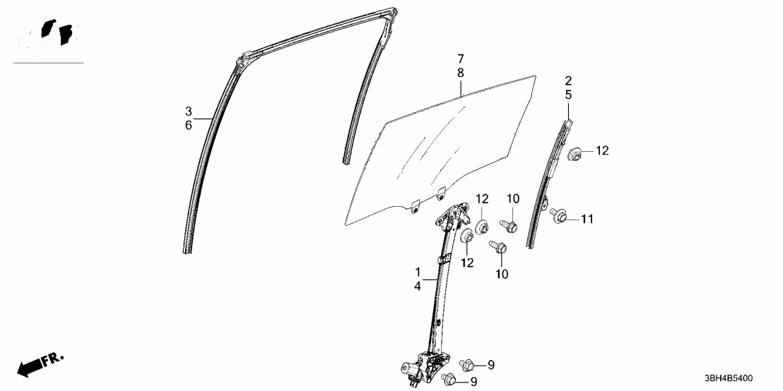 72750-3BH-A01 Acura REGULATOR, L. RR.