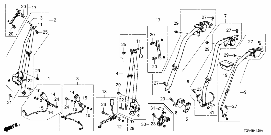 04818-TGV-A03ZB Acura Outer Set Left (Typee)