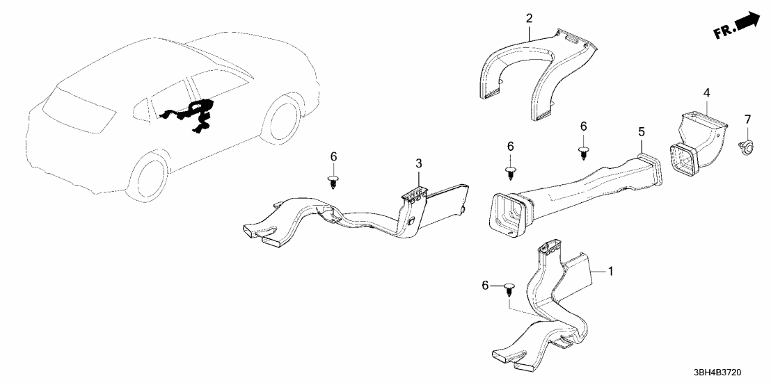 83332-3BH-A00 Acura DUCT, RR.