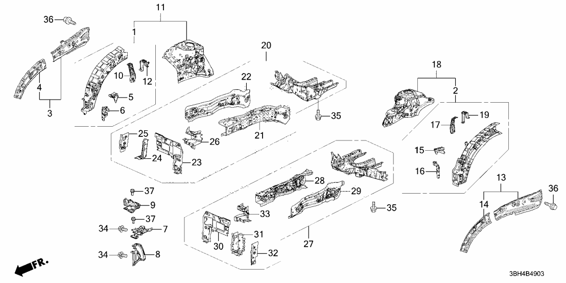 60811-3BH-305ZZ Acura FRAME SET, R. FR.