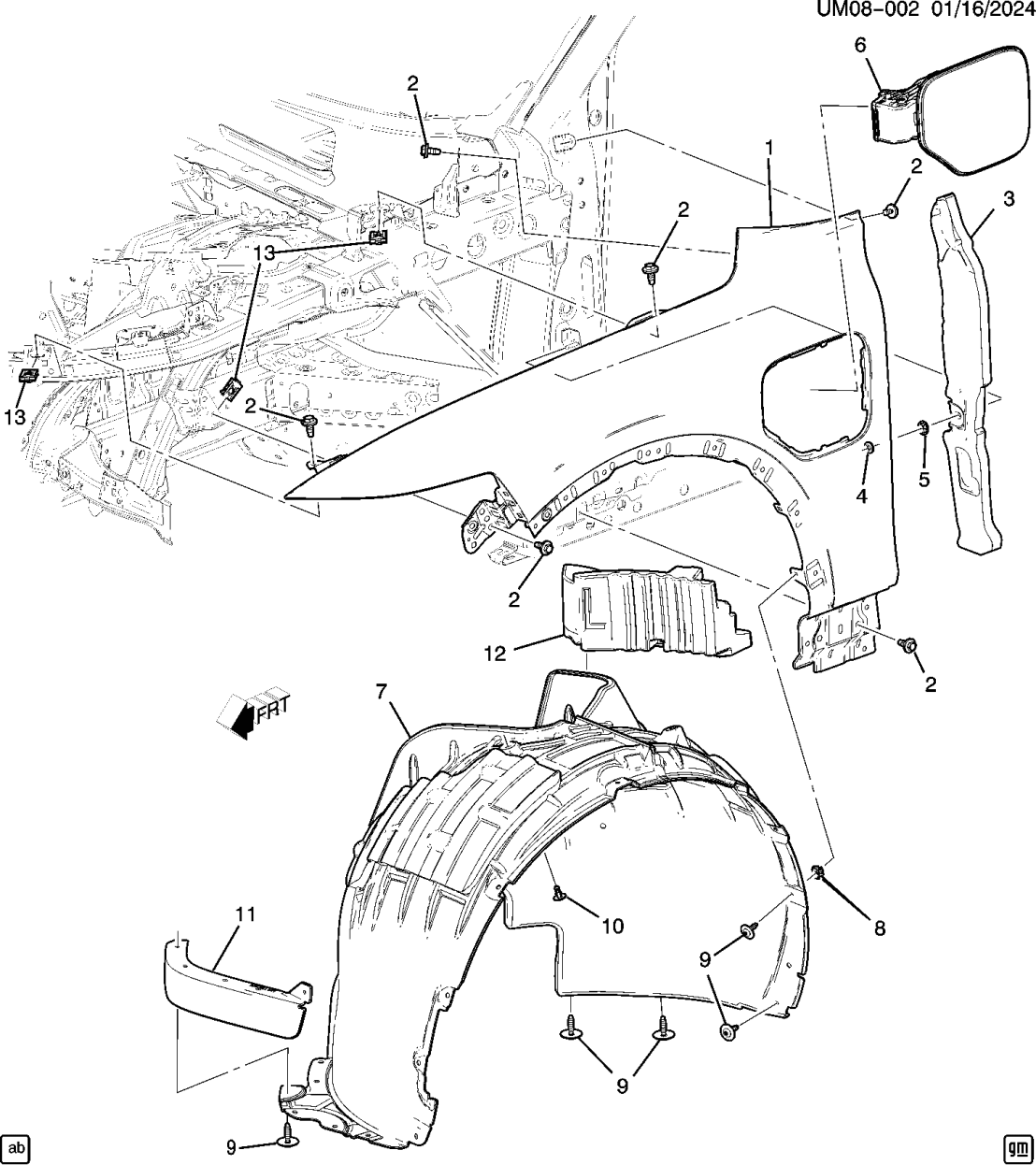 11604234 Acura NUT, FR. FENDER