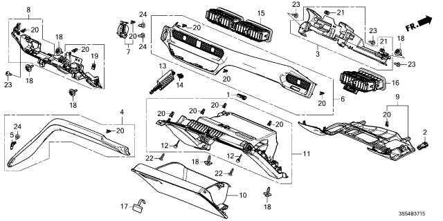 2024 Acura Integra Cover, Back Nh900L Diagram for 77502-3S5-A01ZA