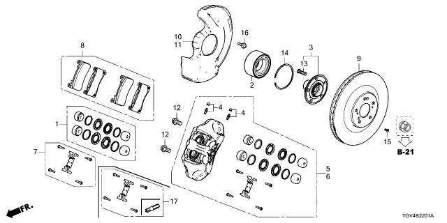 2022 Acura TLX Caliper Sub-Assy. Diagram for 45018-TGZ-A02