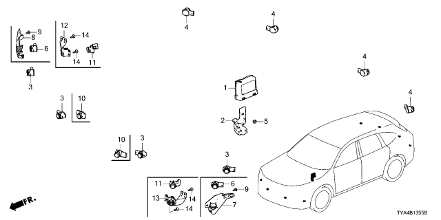 2022 Acura MDX Sensor Yr651P Diagram for 39680-TZA-J01ZU