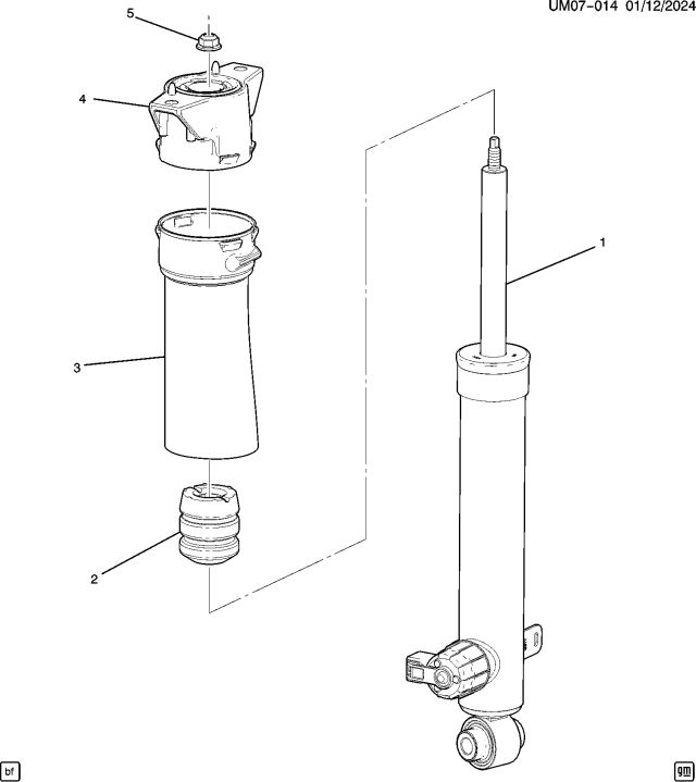 2024 Acura ZDX 5 Door A-Spec (RWD) 1AT Absorber - Rear Shock Diagram 2