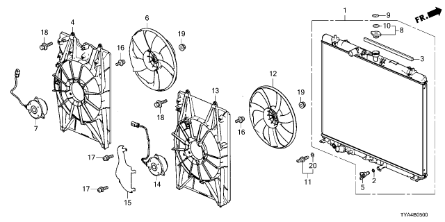 2023 Acura MDX Motor, Cooling Fan Diagram for 19030-6FB-A01