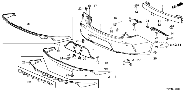 2024 Acura TLX FACE, RR. BUMPER Diagram for 71510-TGV-A60