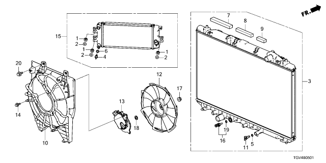 2022 Acura TLX Motor, Cooling Fan Diagram for 19030-5BA-A01