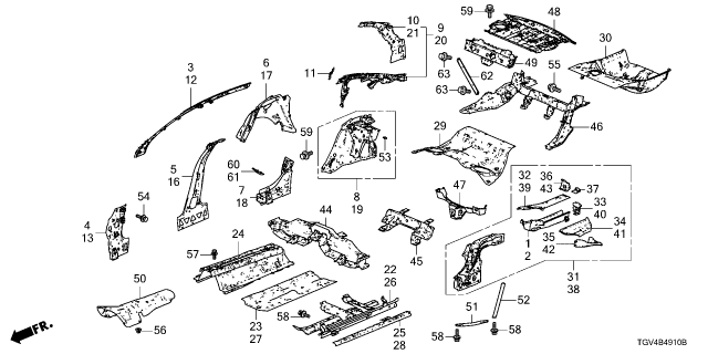 2024 Acura TLX FRAME, R. FR. FLOOR Diagram for 65110-TGV-306ZZ